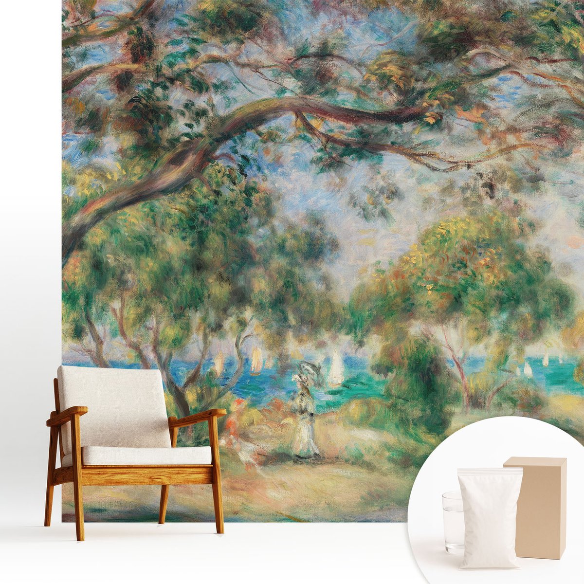Wallfluent Fotobehang - Groente Vliesbehang - 250x250 cm - Kustlandschap Muurschildering - Gang behang Bloemen En Planten - Fotobehang Vlies - Slaapkamer behang