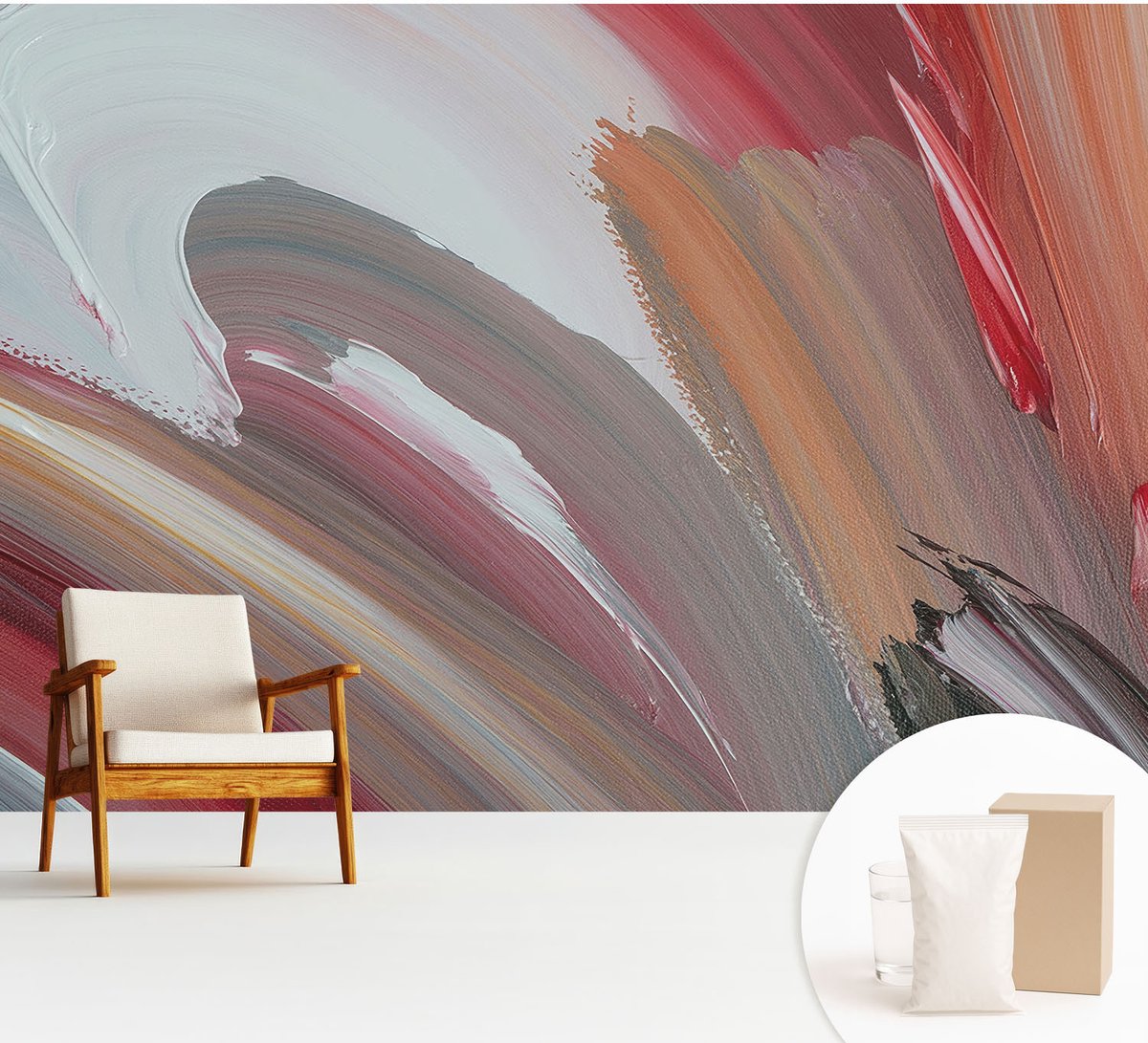 Wallfluent Fotobehang - Wit Vliesbehang - 312x219 cm - Schilderachtige Uitdrukking Muurschildering - Gang behang Abstractie - Fotobehang Vlies - Slaapkamer behang