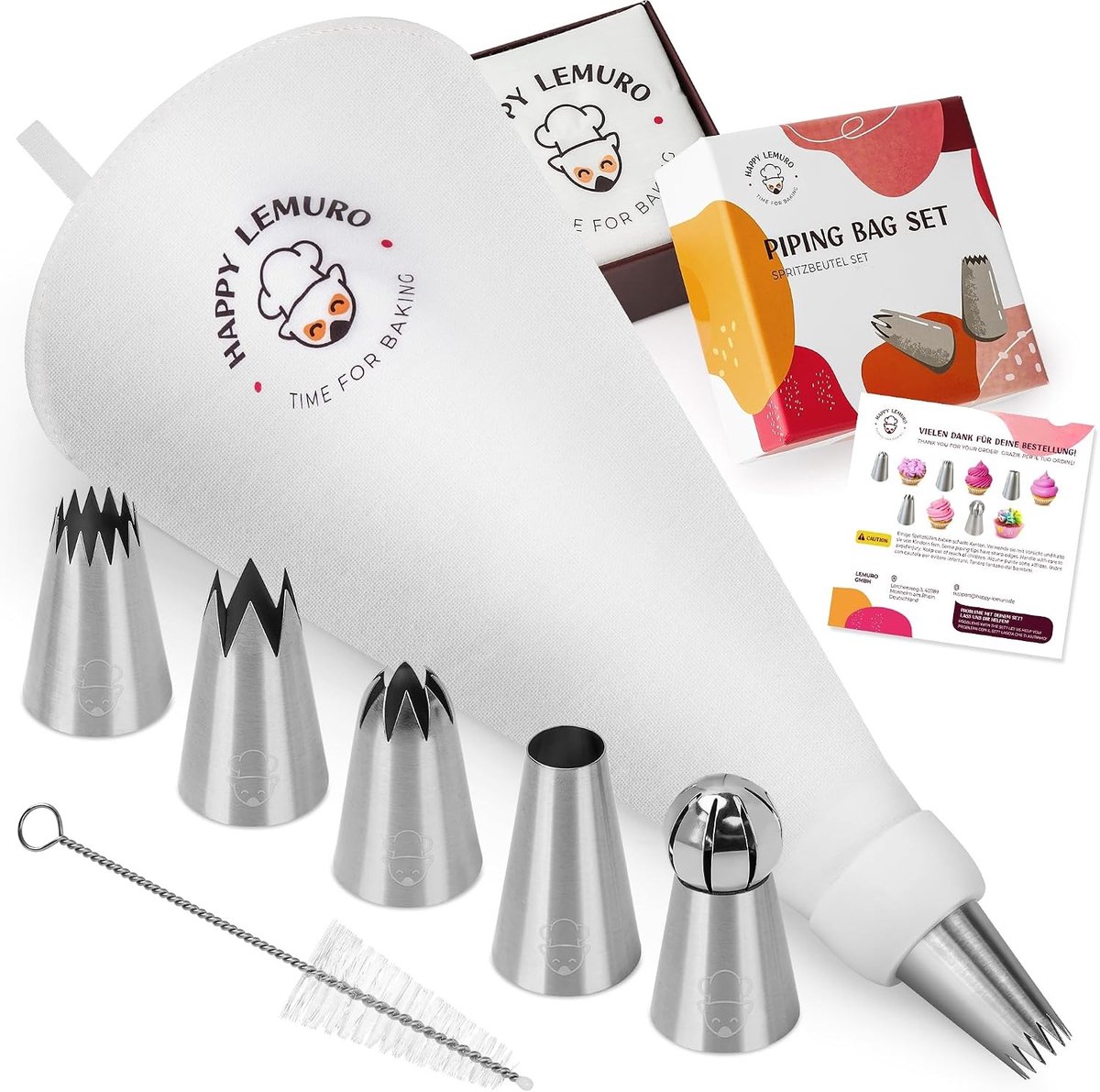 Grote Spuitzak Set - 40 cm - Met 5 Spuitmonden en Adapter - Voor Taartdecoratie en Bakliefhebbers