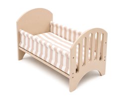 howa Houten Poppenbed "stripes" voor Poppen tot 48 cm, met Kussen en Deken 21403