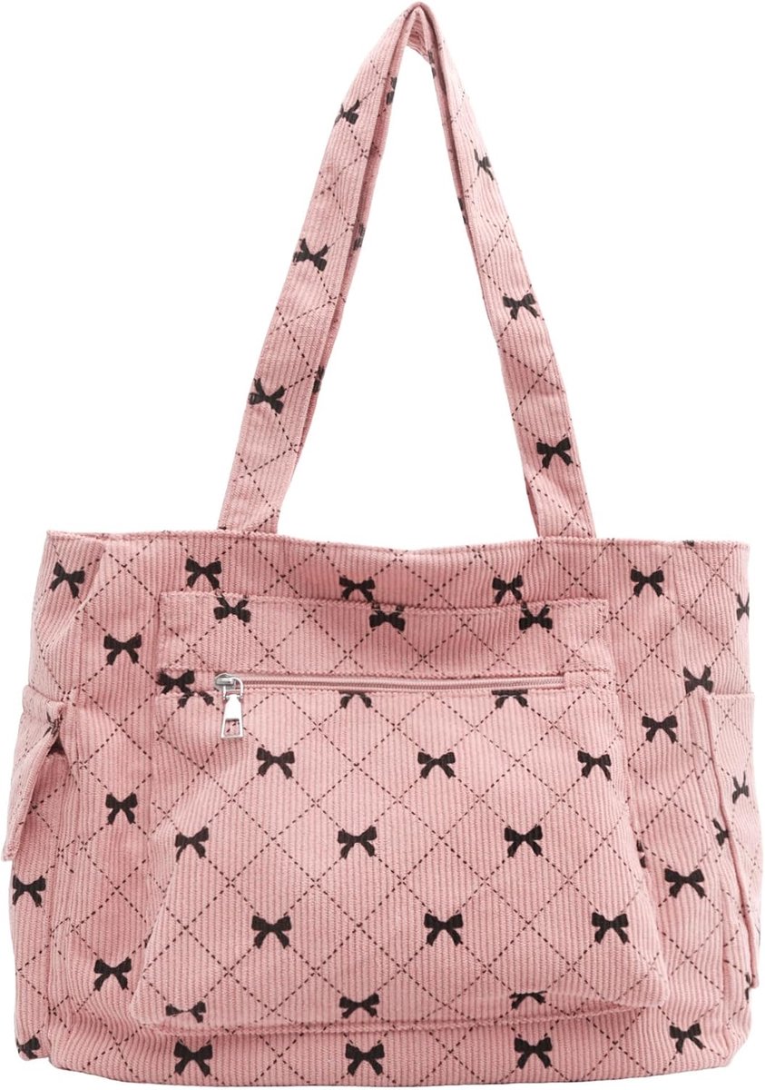 boog tote bag dames strik grote schoudertas boog portemonnee zakken rits voor reizen werk - ShopVlot