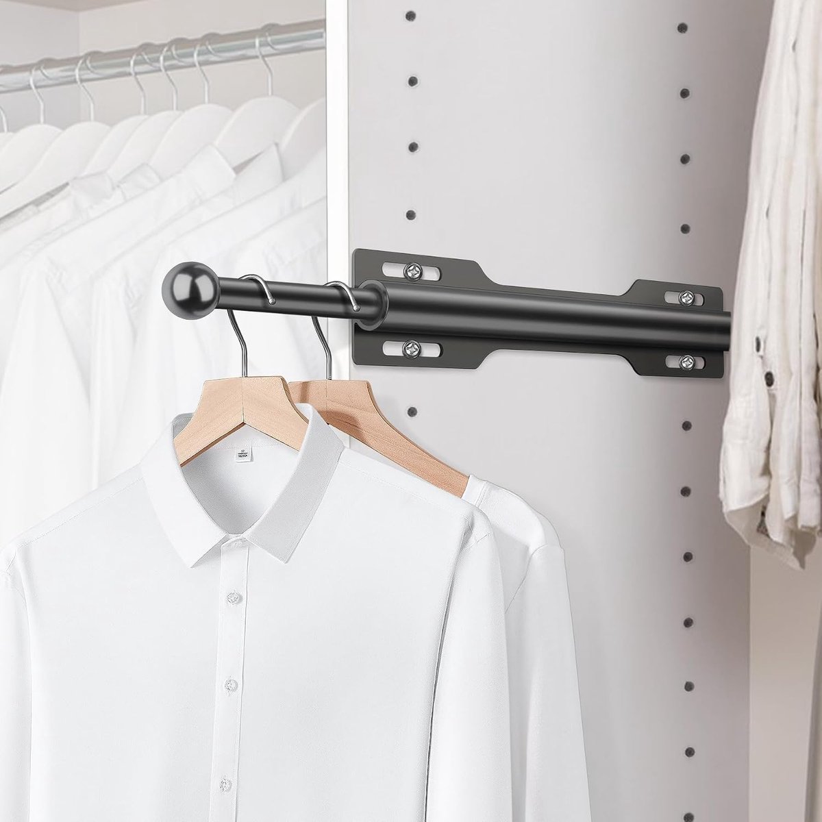 12" Valet Rod for Closet Pull Out (1 Pack, Black) - ShopVlot