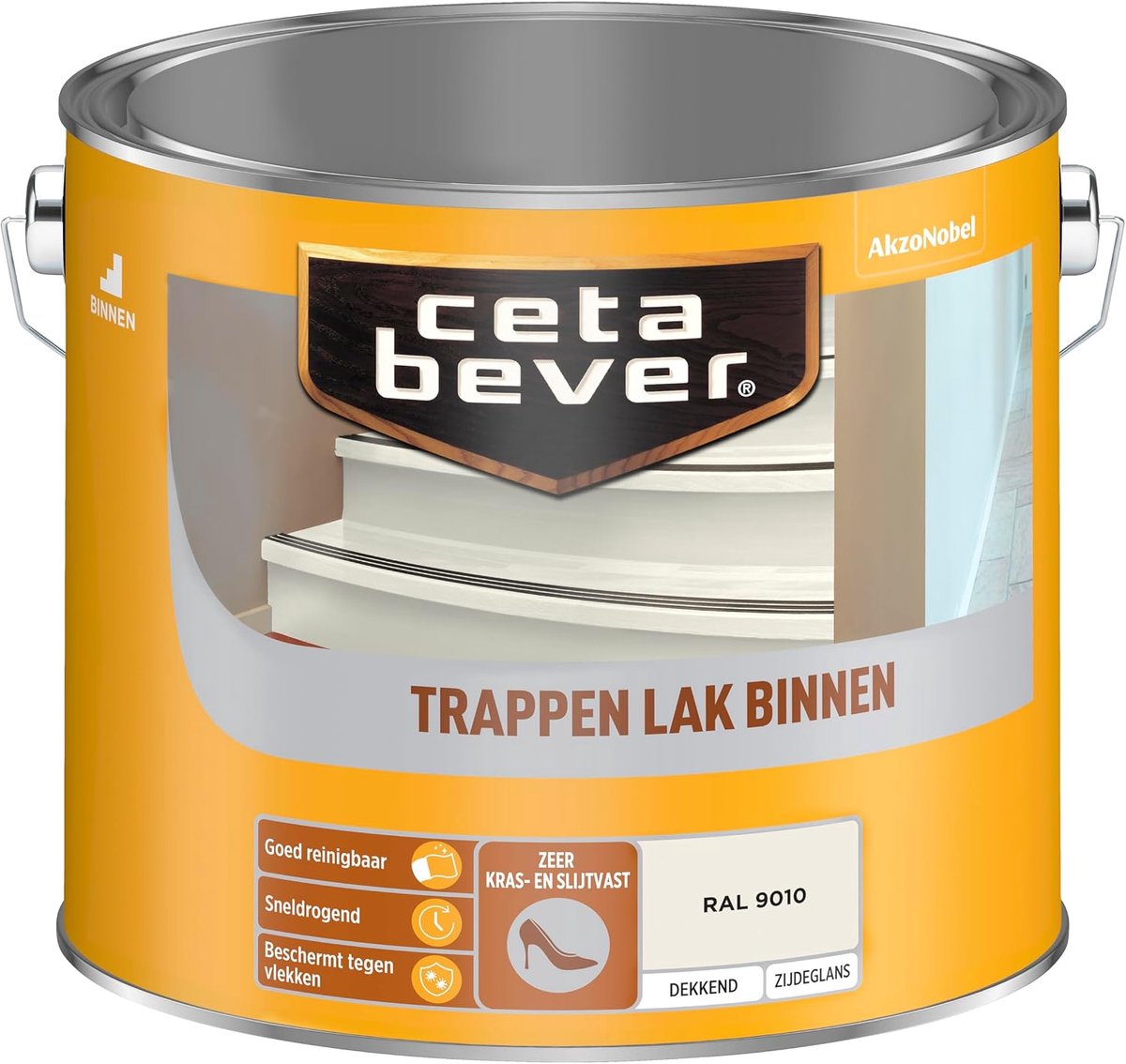 Trapverf dekkend - RAL 9010 - 2,5 L - maximale kras- en stootvastheid - ideaal voor hout - ShopVlot
