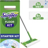 Swiffer - Dweilsysteem Startset - Droog en Nat Dweilen - Voor Het Schoonmaken van Hardhout en Vloeren - 1 Vloerreiniger, 8 Droge Vloerdoekjes, 3 Vochtige Vloerdoekjes