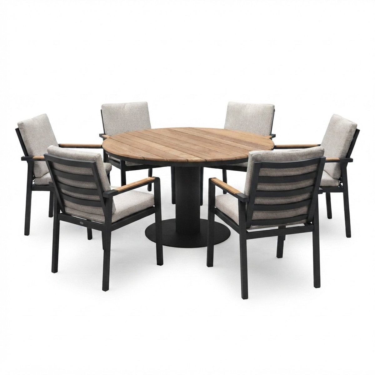 Palazzo Lola dining tuinset 160xH75 cm 7 delig antraciet teak