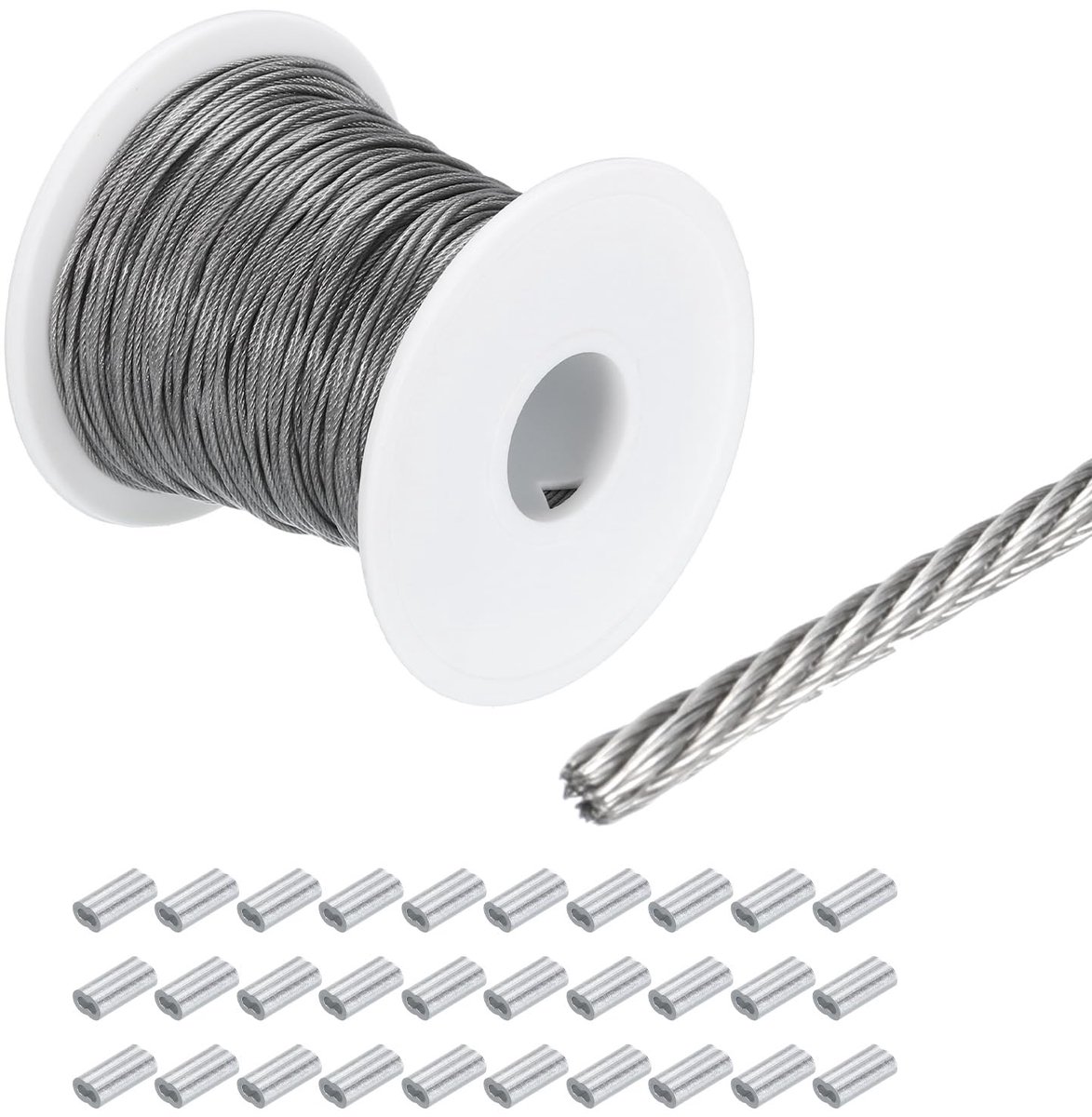 Staalkabel 328 voet (100 m) - 304 roestvrij staal - vinyl gecoat - ideaal voor waslijn en optillen - ShopVlot