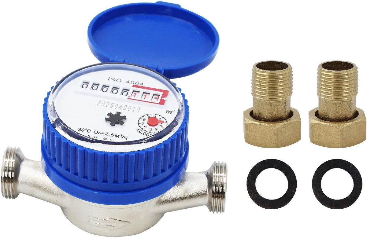 Garden Water Meter, 1/2 inch, calibrated cold water meter with digital display and hands, tap water meter with - ShopVlot