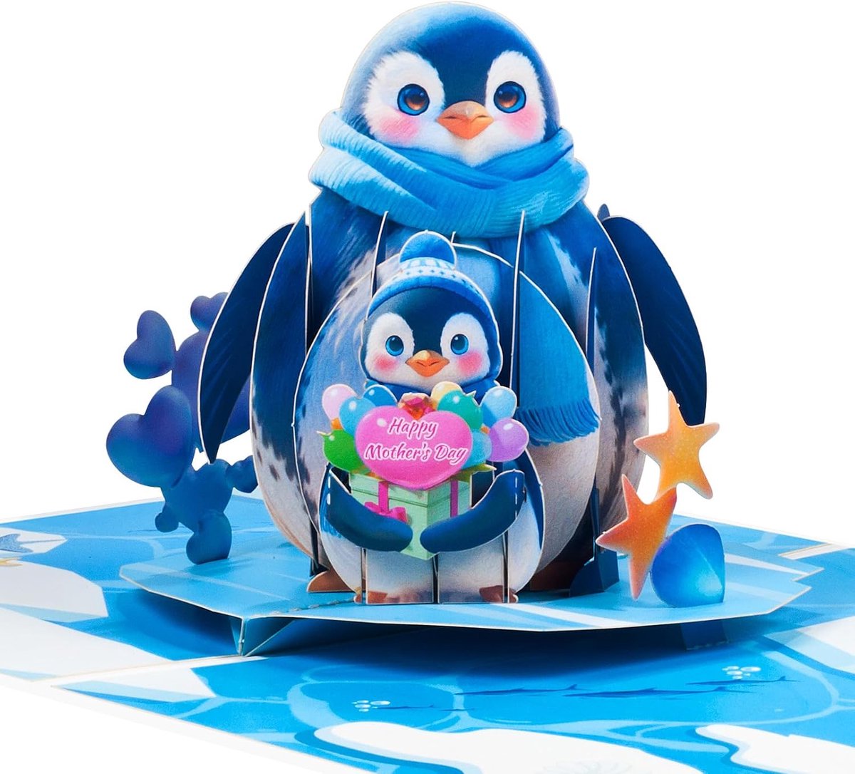 Pop-up greeting card for Mother's Day, Penguin Card in 3D, Mother's Day, Mother's Day, Mother Penguin with Penguin - ShopVlot