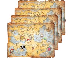 Outus 4 Pieces Treasure Card Party Accessory Gold Mind Treasure Folder for Pirate Party Costume Birthday Party - ShopVlot