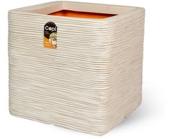 Capi Europe - Bloempot vierkant Rib NL - 40x40 - Kiezel - Bloempot voor binnen en buiten - Levenslang garantie - Breukbestendig - 100% Recyclebaar - CO2 Neutraal geproduceerd - KPER903