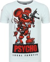 Local Fanatic Psycho Mouse - Cute T shirt Men - 6321W - White Psycho Mouse - Cute T shirt Men - 6321W - White Men T-shirt Size XL