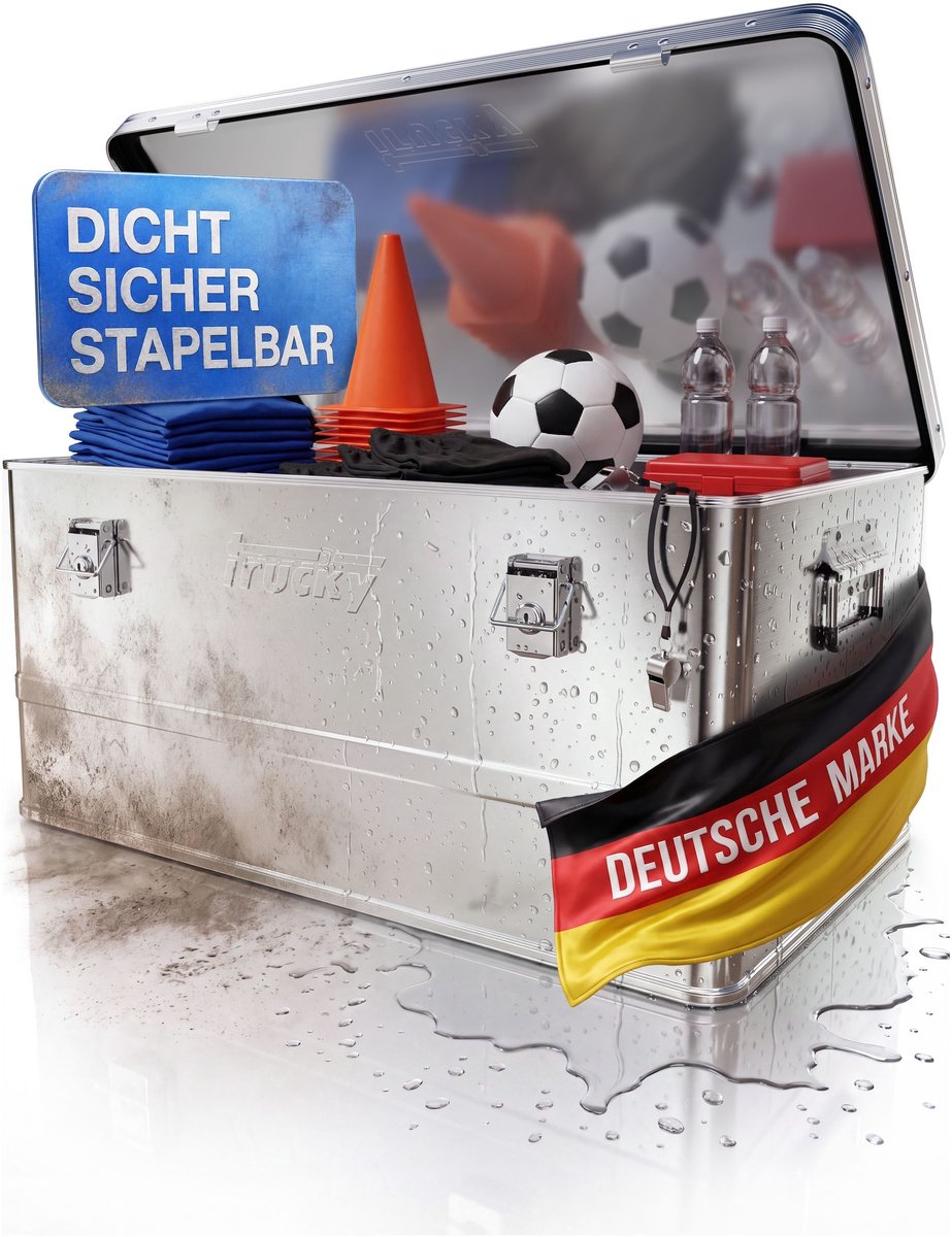 Aluminium doos met deksel – Zilveren aluminium kist – Selectie van transport-, metalen en opbergdozen – Afsluitbare metalen kist – Trucky
