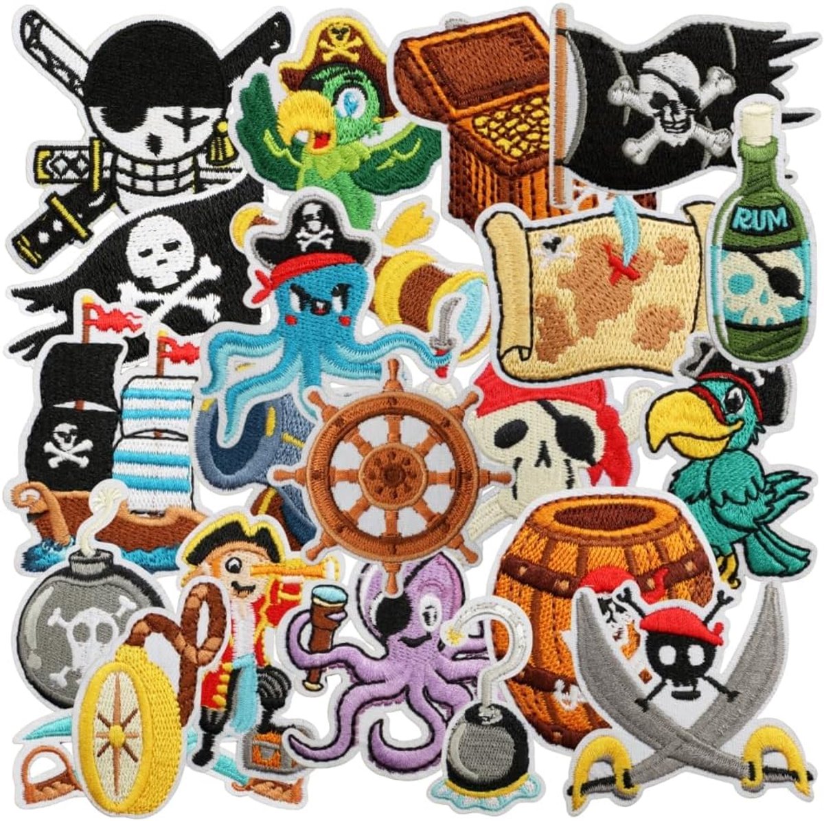 Patches, zeevaart, avontuur, borduurwerk, patches, opstrijkbare patches, stickers, applicatie, leuk voor zeeleven wezens, doe-het-zelf decoratie voor rugzakken, jeans