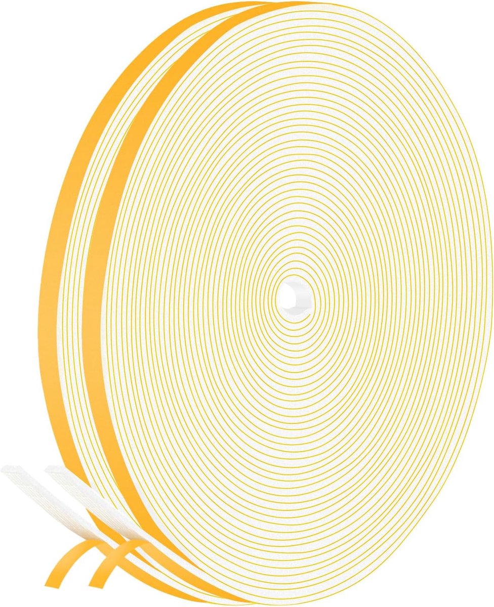 Zelfklevend, wit, 6 mm (B) x 1,5 mm (D) x 20 m (L), schuimrubberen deurafdichting, raamafdichting voor smalle witte splijten, onzichtbare bescherming, tochtstopper en waterdicht, wit