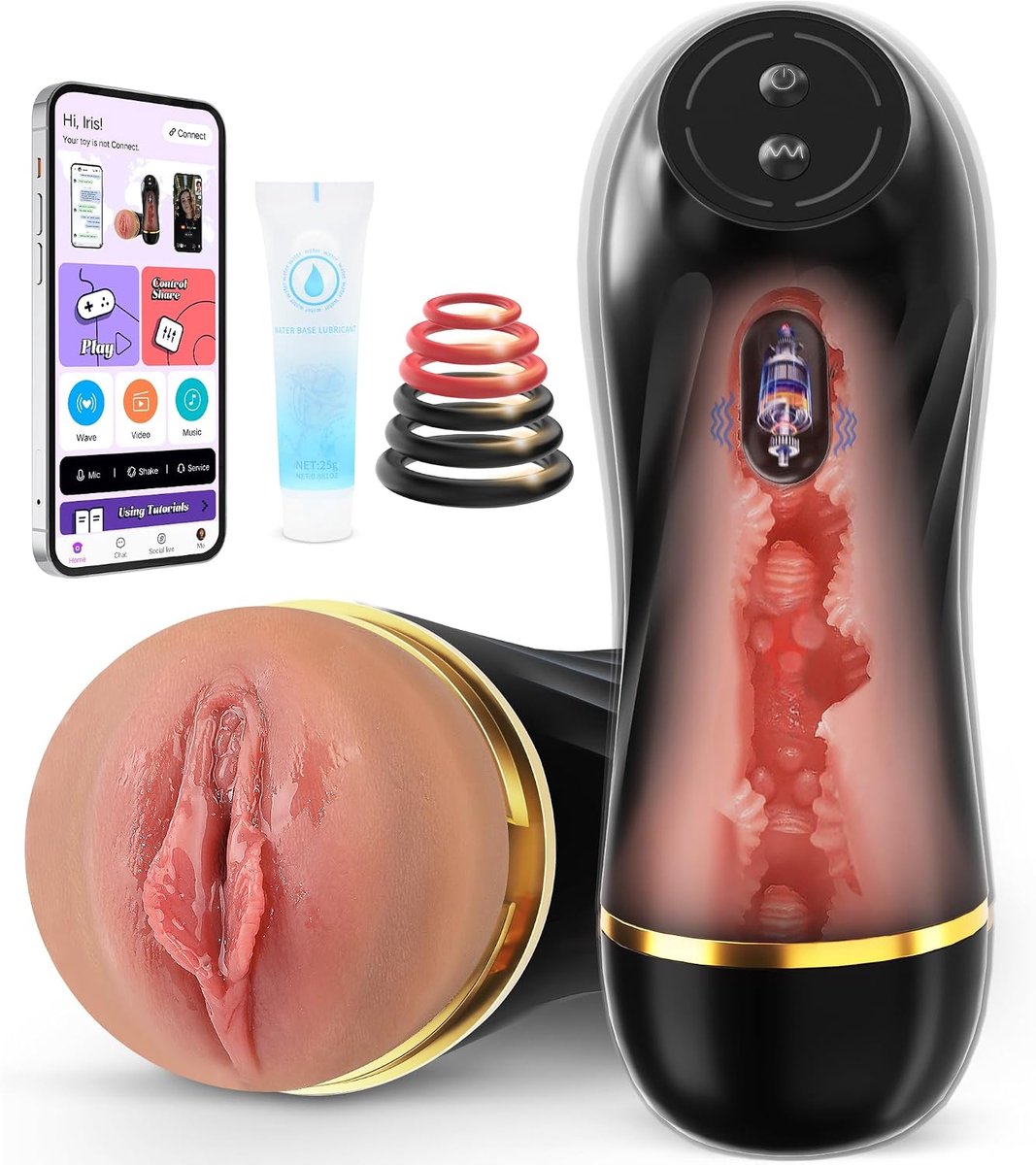 Elektrische Masturbator Erotiek Seksspeeltjes voor Mannen Solo - Masturbate Man Siliconen Pocket Pussy Masturbators Seksspeeltje Blowjob Realistisch Groot met Vagina Pussy Toy 6 Cock Ring Sex Toys Men