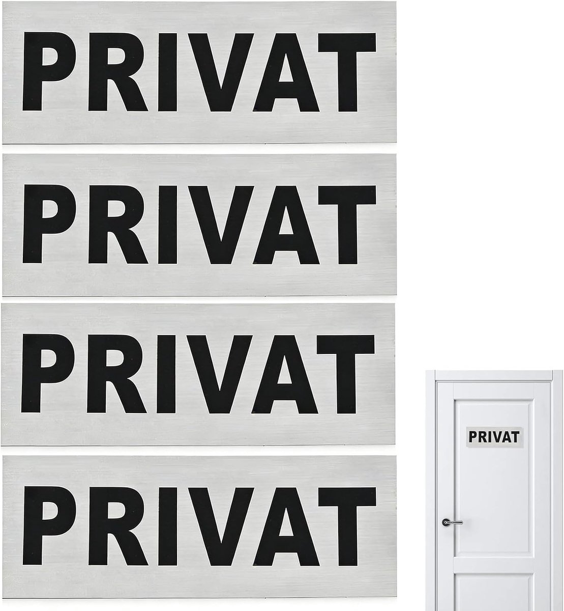 Instructiebordjes, 16 x 6 cm, aluminium borden voor binnen en buiten, zelfklevend bordje privé, hoogwaardig deurbordje voor kantoor, winkel en restaurant, 4 stuks
