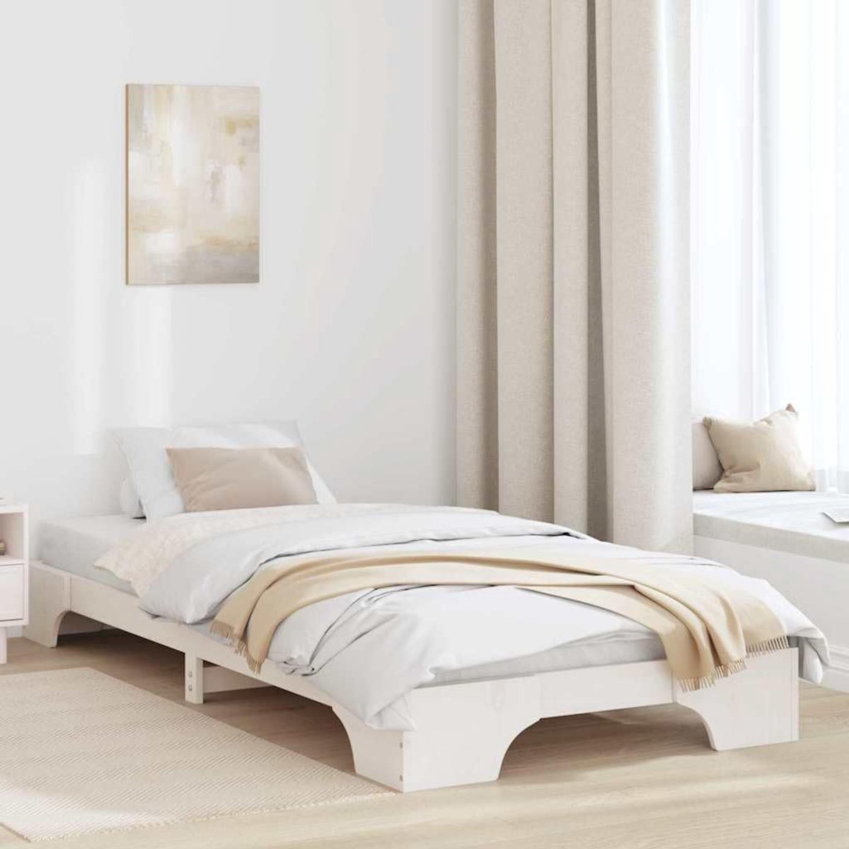 Grenenhout Modern design 90x200 cm Wit