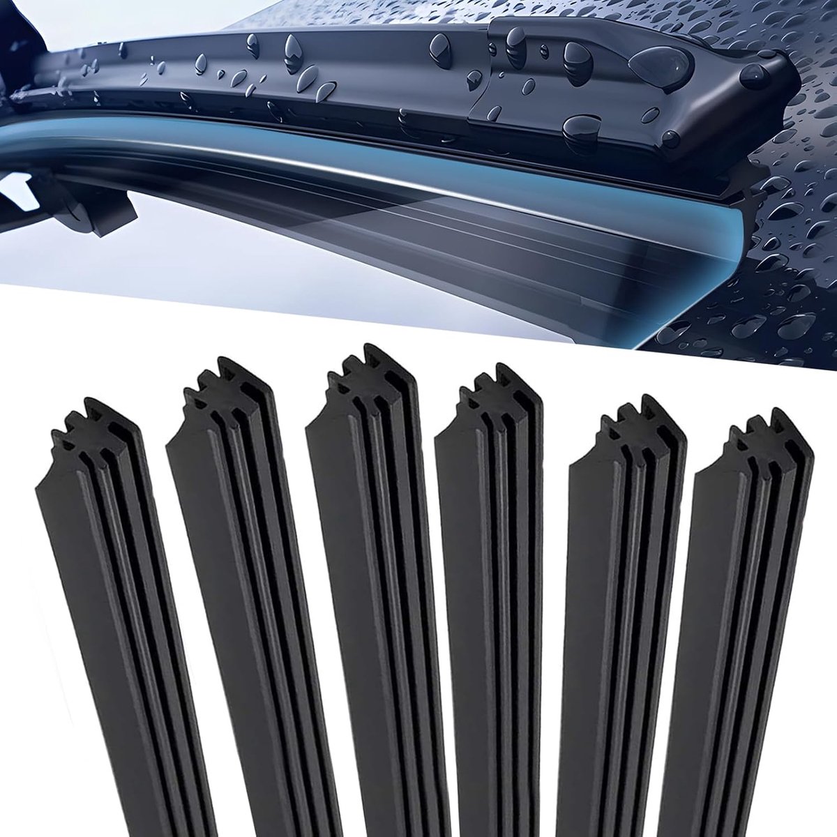 Ruitenwisserrubber, 6 stuks, 800 mm, frameloos, op maat te snijden, reserverubber voor ruitenwissers, voor auto, vrachtwagen, SUV