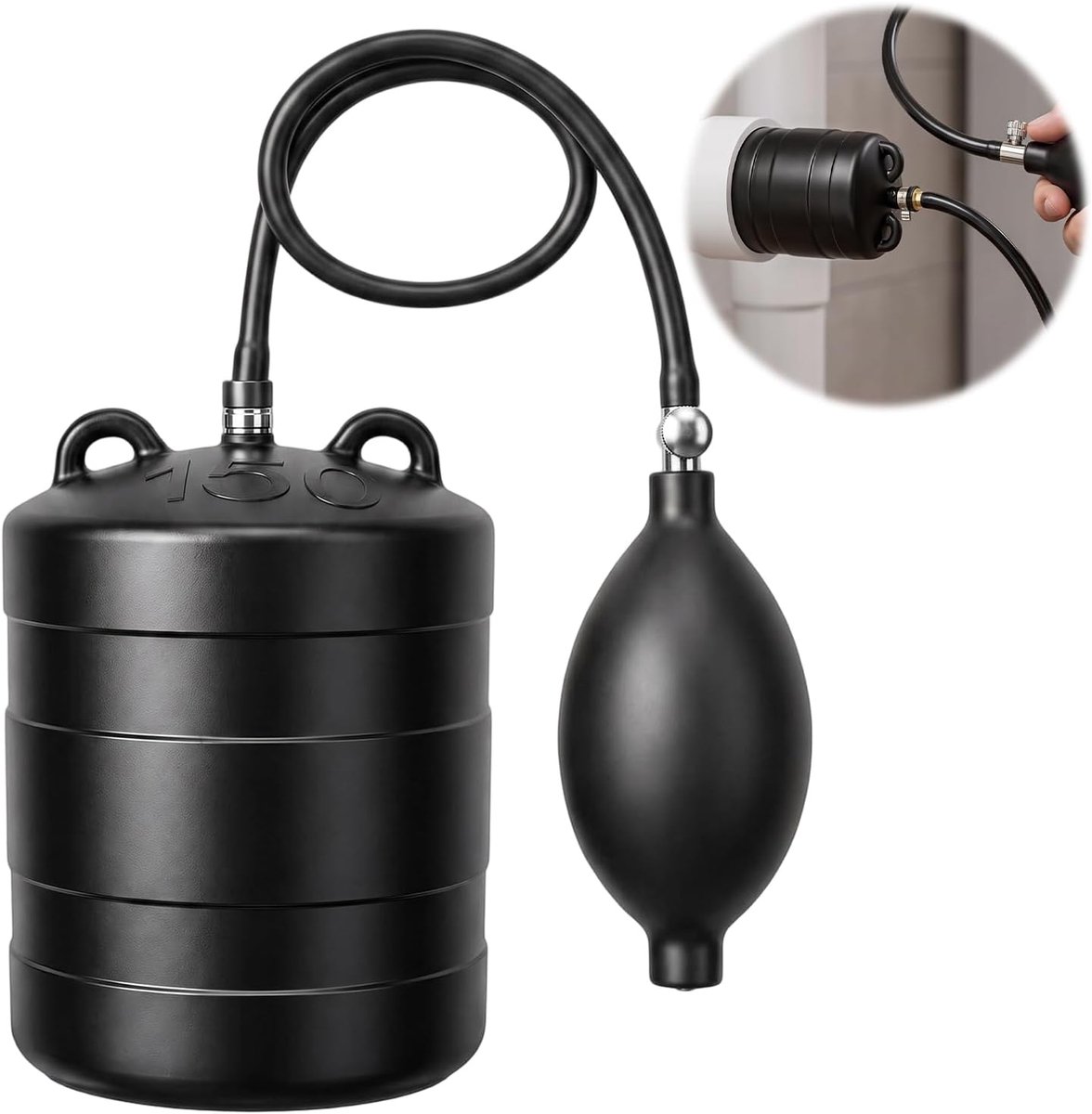 Buisstop 150 mm, opblaasbare pijpplug, afvoerplug met pomp