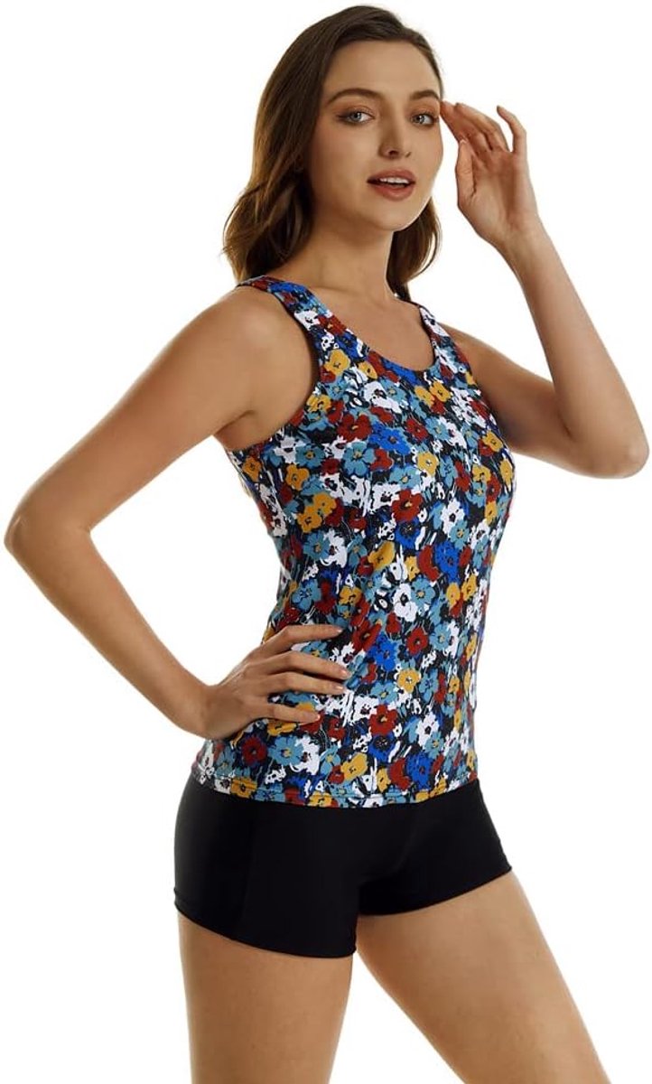 Badpakken voor Vrouwen en Meisjes Halter Badpakken 2 Stuks Bloemenprint Badmode Halter Swim Tank Plus Size