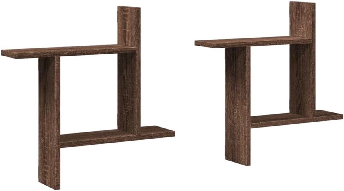 Wandplanken 2 Stuks, Samengestelde Houtopslag, Stijlvolle, aan de Muur Gemonteerde Zwevende Plank voor Woonkamer, Slaapkamer en Thuiskantoor (50x12x50 cm)