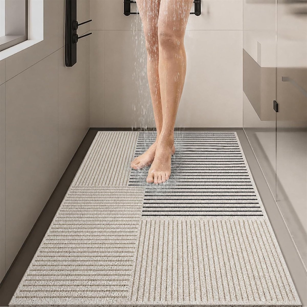 Douchemat antislip, antislipmat, douche, wasbare pvc-loofa-douchemat met afvoergaten, sneldrogende badkamermatten, antislip voor douchecabine