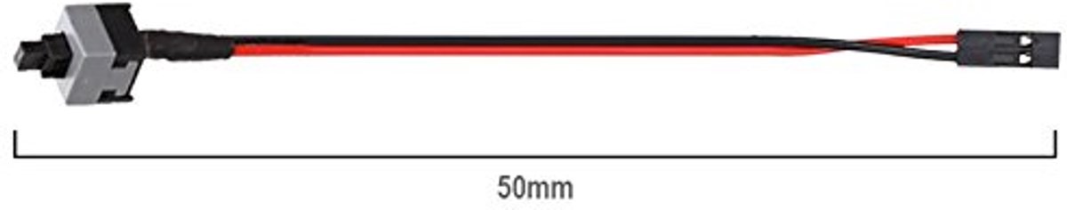PC Power Button of Reset met 50 cm kabel en 2-pins stekker voor moederbord (5 stuks)