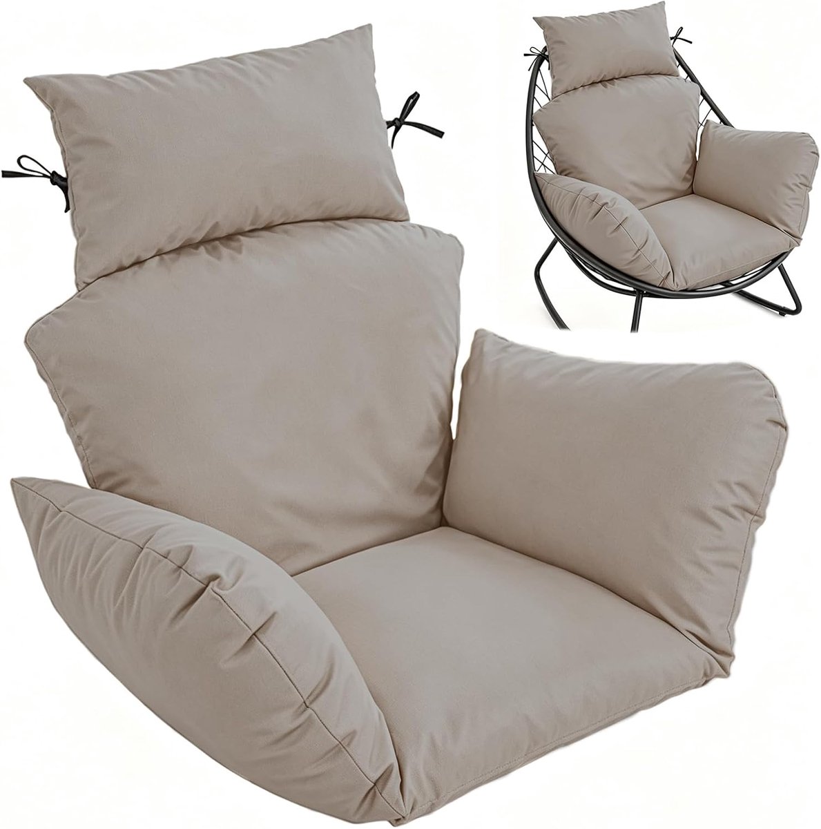 Outdoor, waterdicht, zitkussen voor tuin, terras, grijs (crèmekleurig)