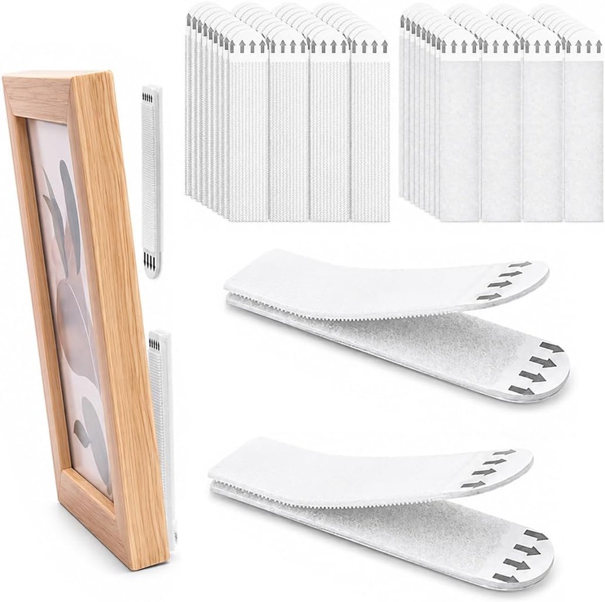 24 paar herbruikbare nylon plakstrips voor het ophangen van foto's zonder spijkers, sterke bevestiging, beschadigt de muur, eenvoudig te plakken en te verwijderen, wit