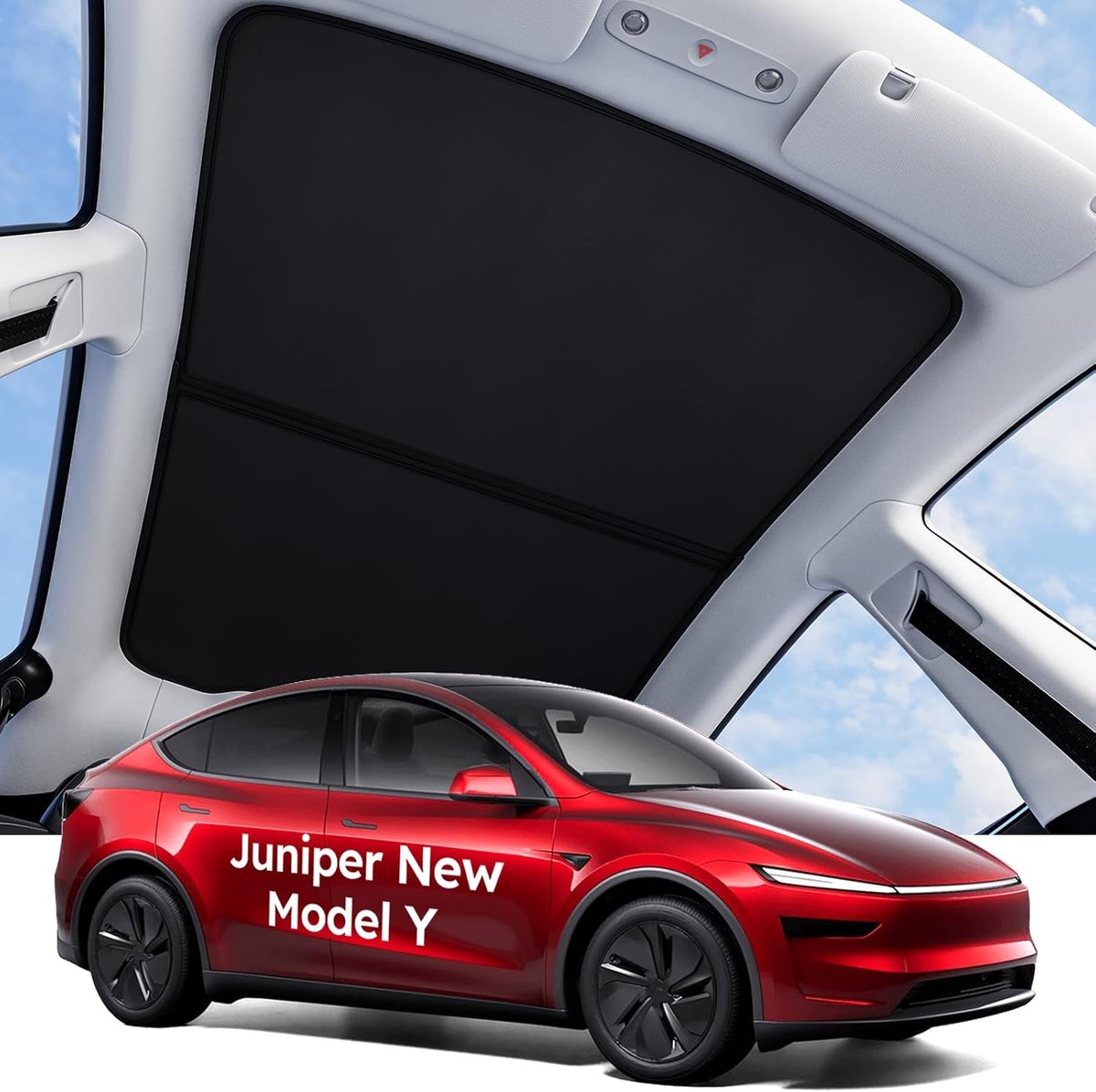 Wigoo voor Tesla Nieuwe Model Y Juniper Accessoires Zonnescherm Dak, Zwart