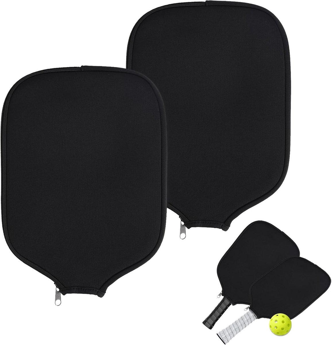 2-delige Racketset Hoes – Beschermende Neopreen Racket Beschermhoes met Rits voor Pickleball Rackets (8.25x11.8 Inch)