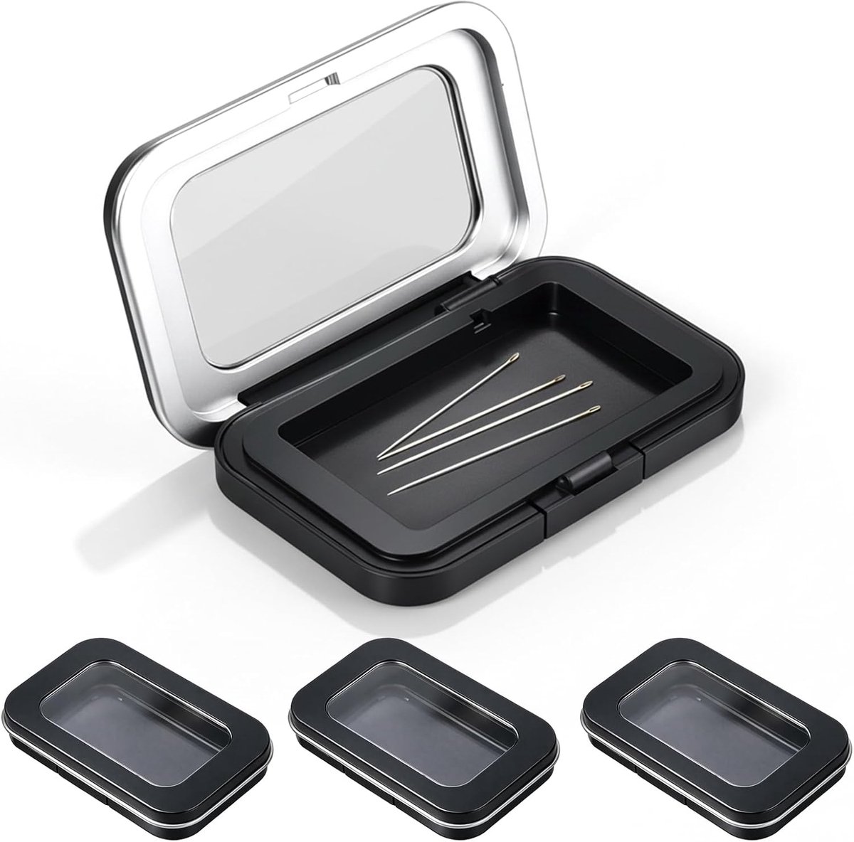 4 stuks breinaald opbergdoos met deksel Magnetisch naaldenhoesje Draagbare breinaald organizer box Veilige opberging naalden naaldenbox voor fijne naalden