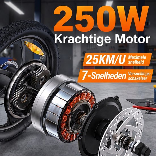 HillMiles MilePort 1 Vouwbare E-bike 20×3.0 Fatband, 25km/h, Shimano 7 versnellingen, IPX4 waterbestendig, max draagvermogen 120kg, elektrische fiets voor stad en heuvelachtig terrein, Groen — afbeelding 4