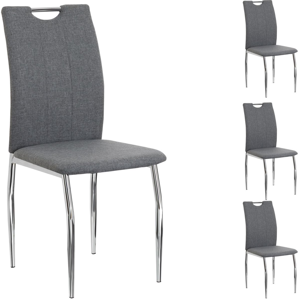Eetkamerstoel APOLLO, set van 4 stoelen met grijze stoffen bekleding