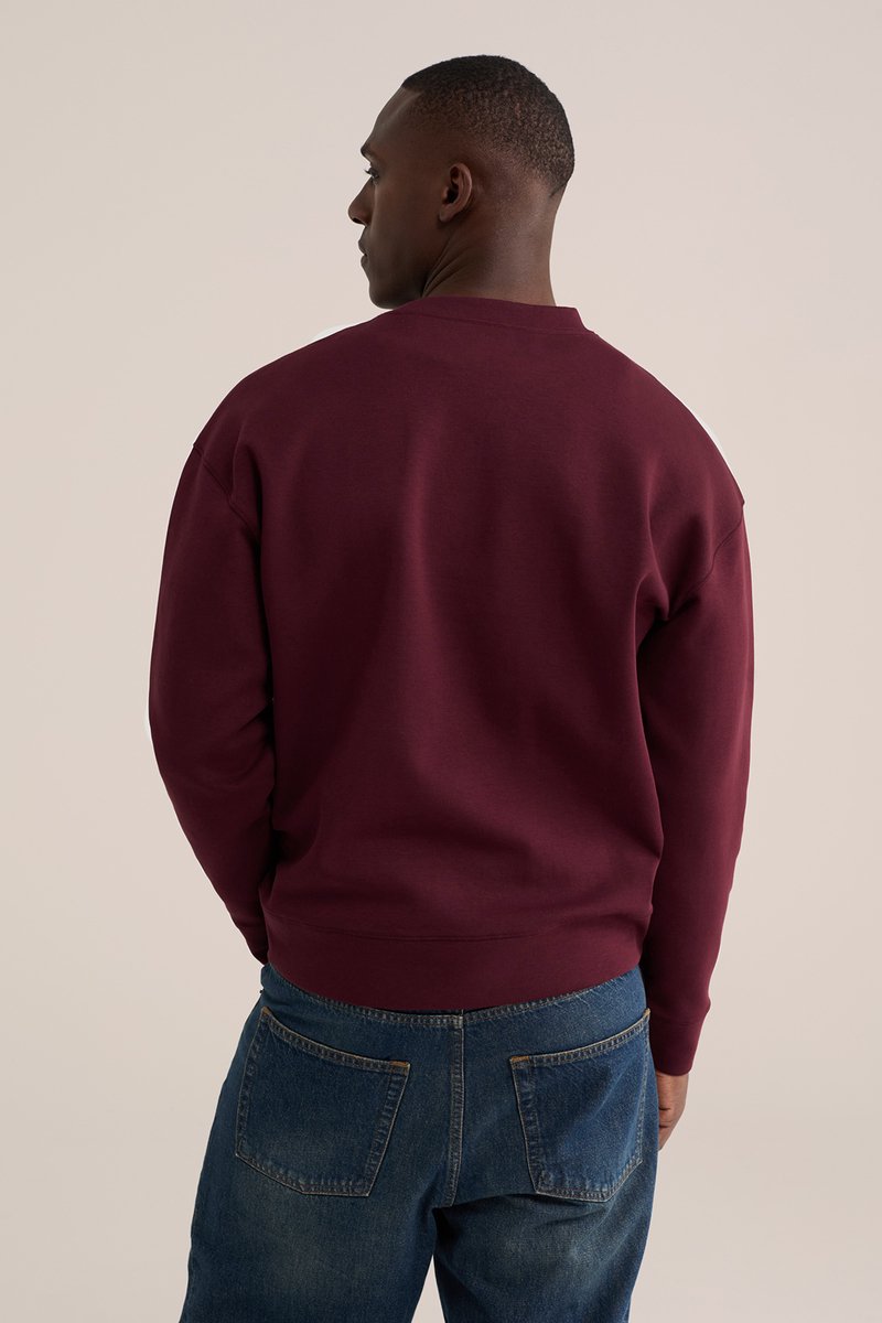 WE Fashion Heren relaxed fit sweater van interlock met embroidery