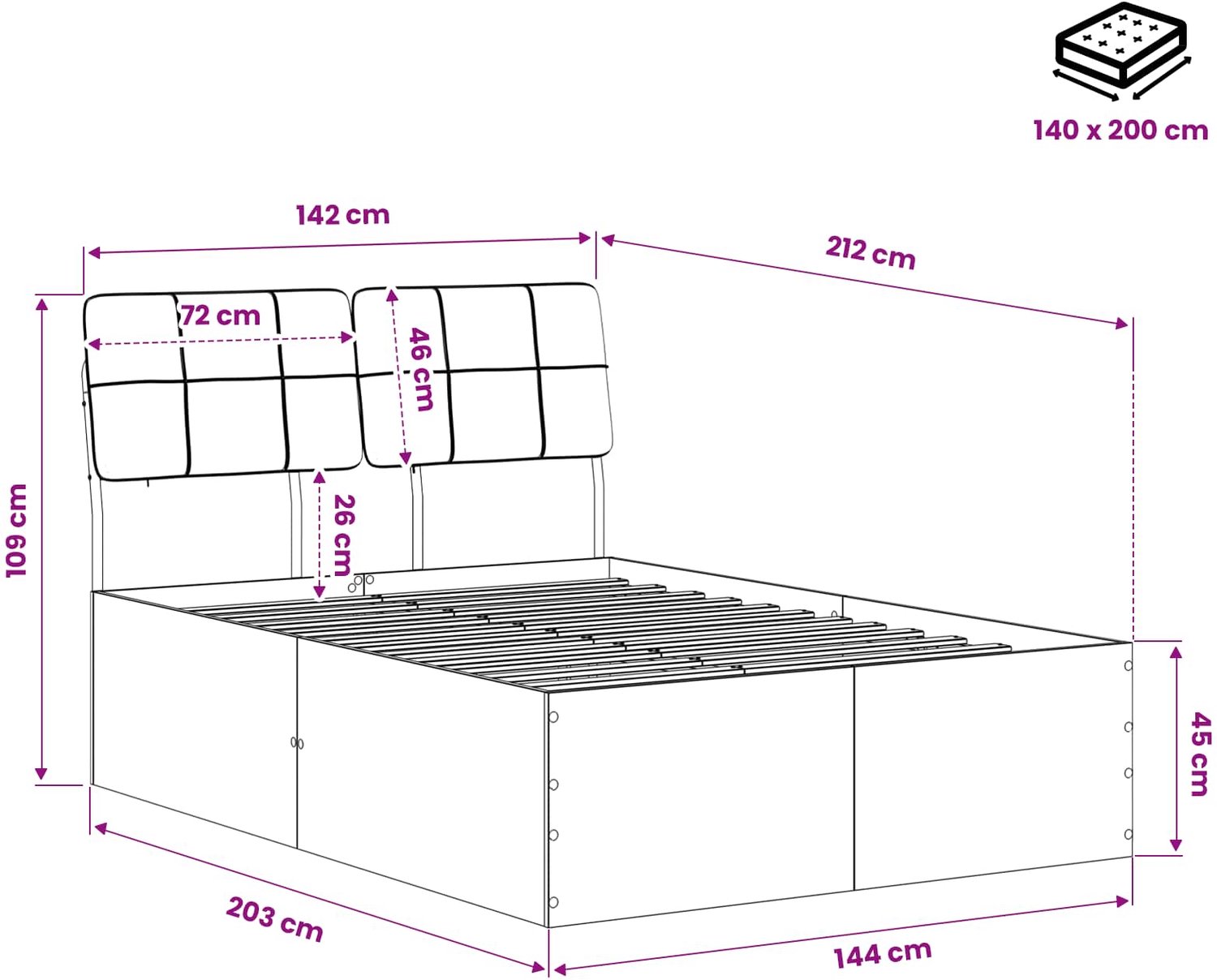 vidaXL Tweepersoonsbed - met - hoofdbord - Oud - hout - en - donkergrijs Oud hout en donkergrijs