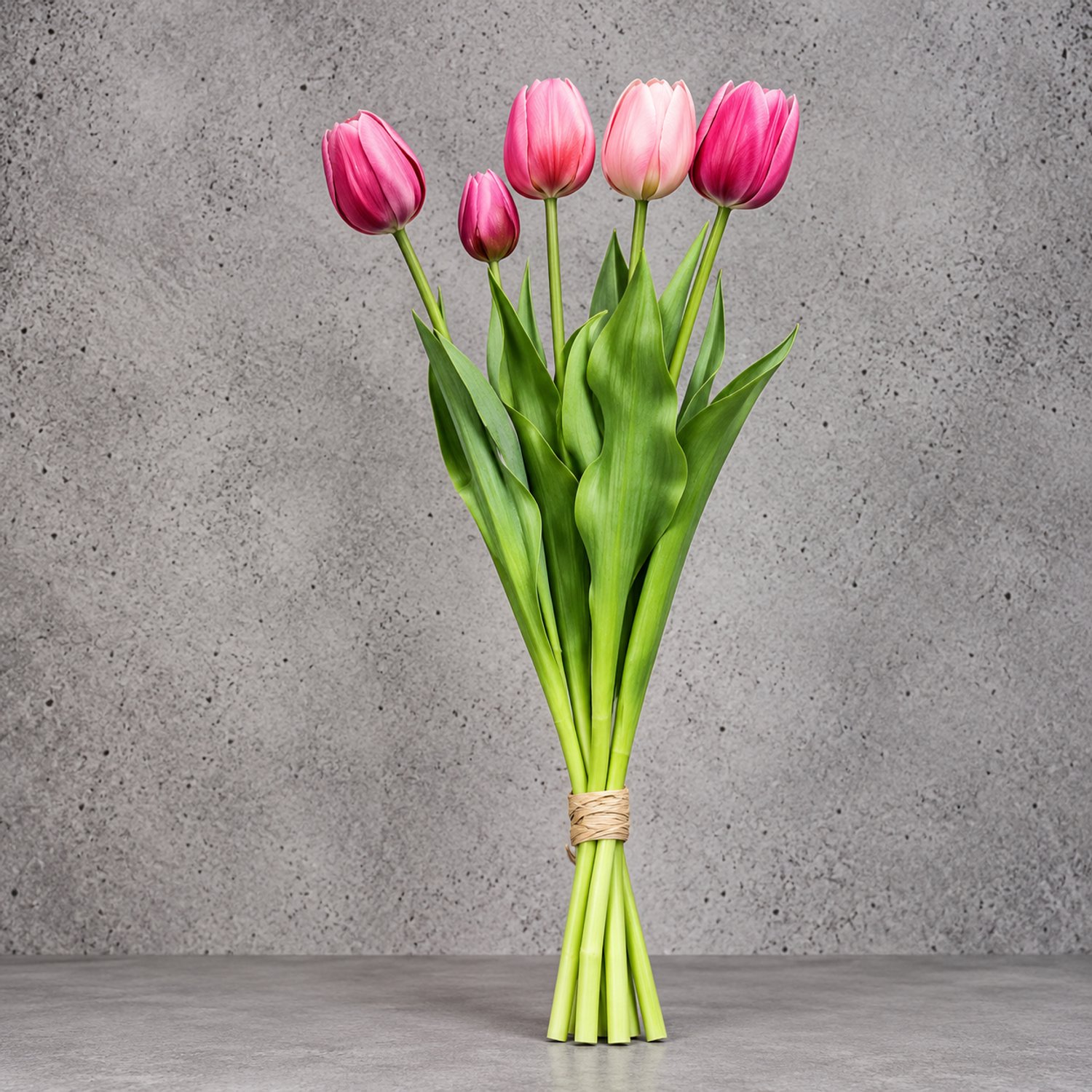 Seta Fiori Real Touch Kunsttulpen Cerise Roze - Bos van 7 Tulpen - 45 cm - Voelen Echt Aan - Kan Ook in Water bij Verse Bloemen