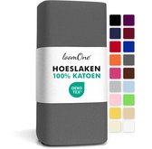 Loom One Hoeslaken – 100% Jersey Katoen – 90x200 cm – tot 25cm matrasdikte– 160 g/m² – Antraciet
