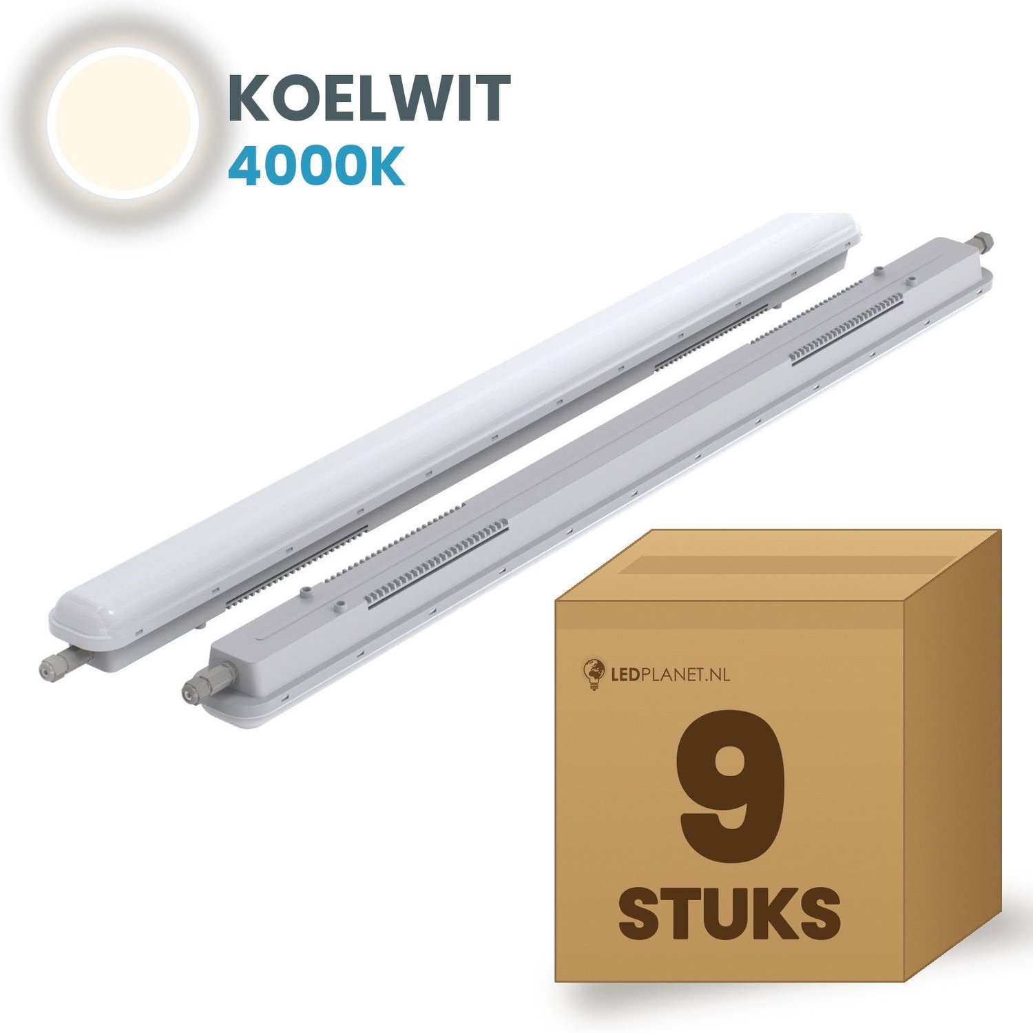 Tsong TL armatuur Tri Proof 1200mm 9 stuks - 36W 5580lm - Koelwit 4000K - Koppelbaar - IP65 - 230V