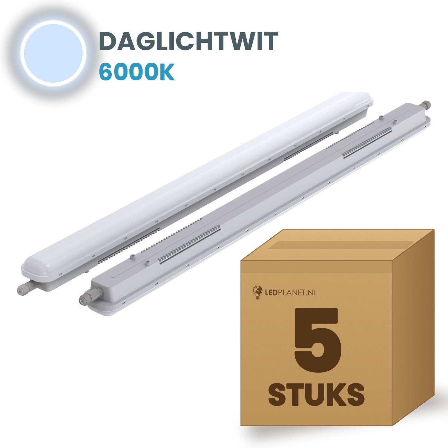 Tsong TL armatuur Tri Proof 1500mm 5 stuks - 50W 7750lm - Daglichtwit 6000K - Niet koppelbaar - IP65 - 230V