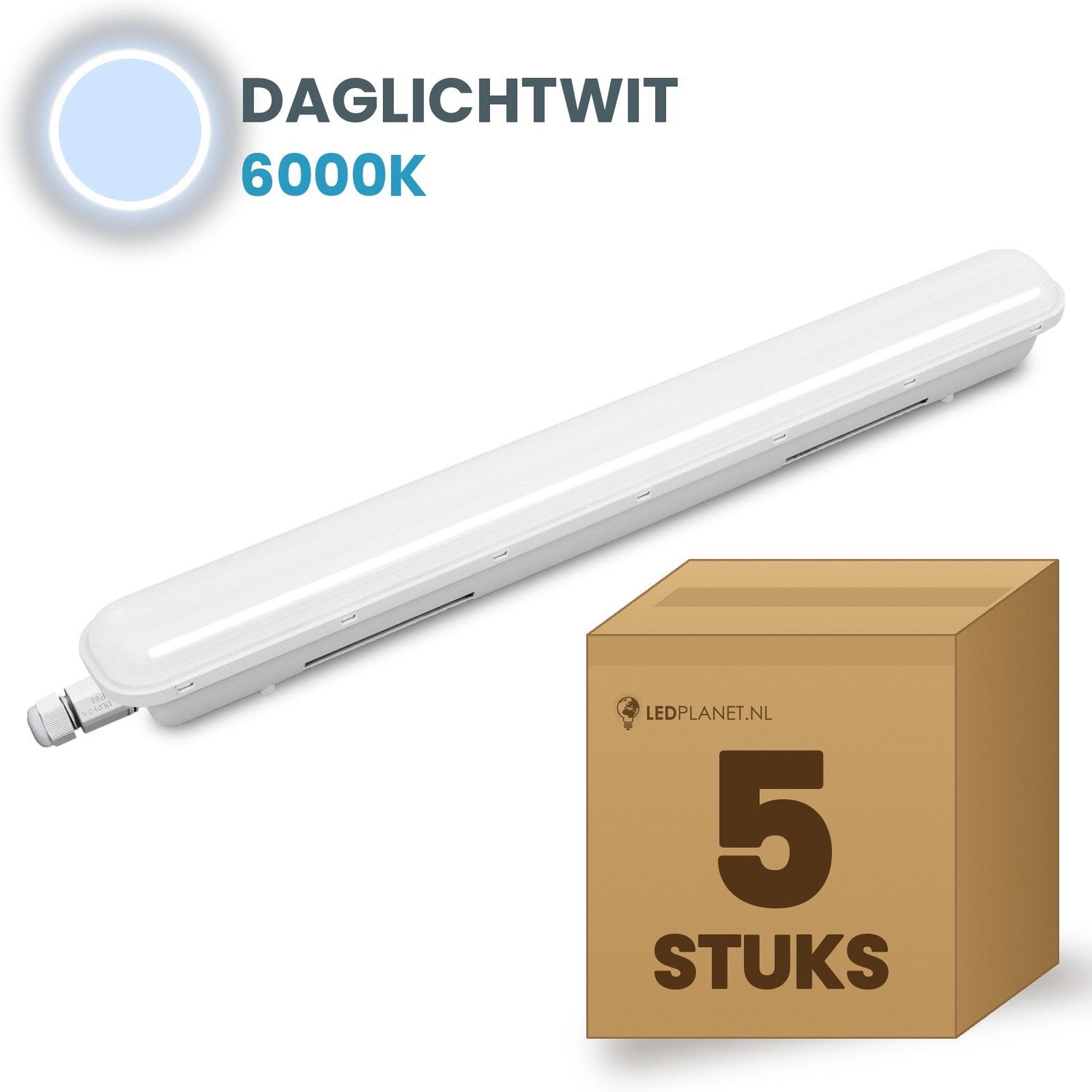 Tsong TL armatuur Tri Proof 1500mm 5 stuks - 50W 6250lm - Daglichtwit 6000K - Met sensor - Niet koppelbaar - IP65 - 230V
