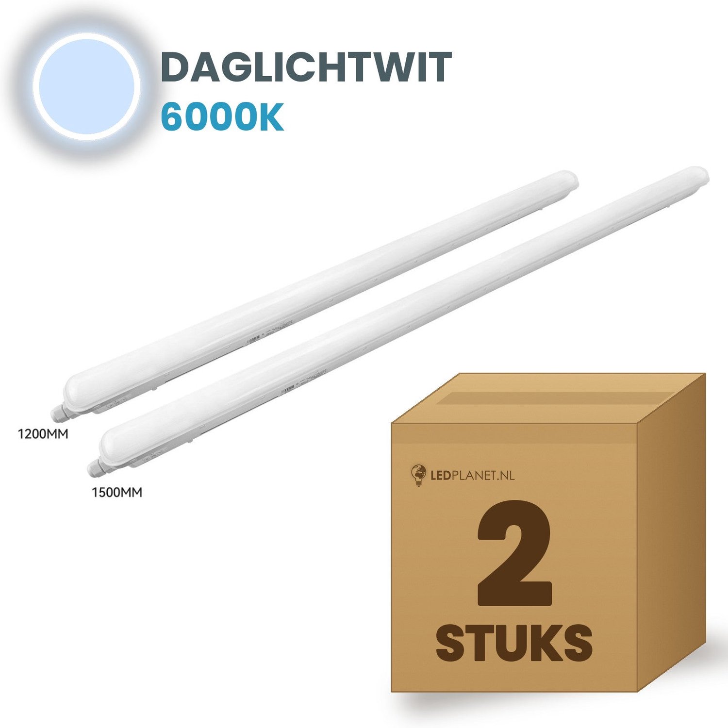 Tsong TL armatuur Tri Proof 1500mm 2 stuks - 50W 7750lm - Daglichtwit 6000K - DALI dimbaar - Koppelbaar - IP65 - 230V