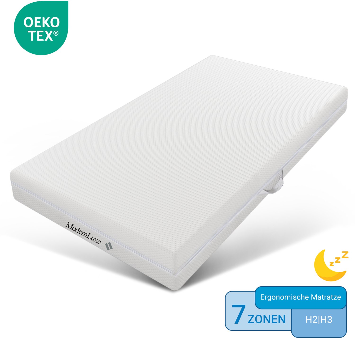 Sweiko Koudgeschuimde matras - 90 x 190 x 20 cm - H3 & H2 - Ergonomisch - Met handgrepen - Wasbare matrashoes - Doorgestikt Wit