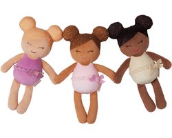 Lullababy - 3 badpoppen - Basket - Wit - Badspeelgoed - Pluche bathdoll