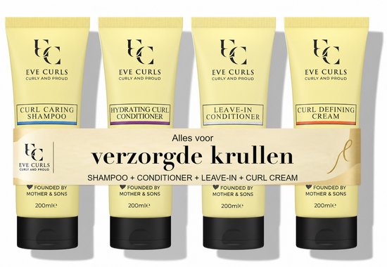 Eve Curls Complete Curl Routine - Krullen Verzorging 4 Pack - Krullend Haar Producten - shampoo en Conditioner - Curly Girl Haarverzorging - Krullen Haarstyling - Voordeelverpakking - 4 x 200ml