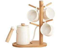 Mokkenrek van bamboe - 7 kopjes - Wandmontage
