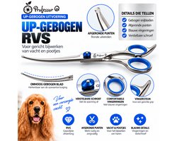 Professor Q Trimschaar Hond - Krom Rechts - RVS - Blauw - Voor Vacht- en Pootverzorging