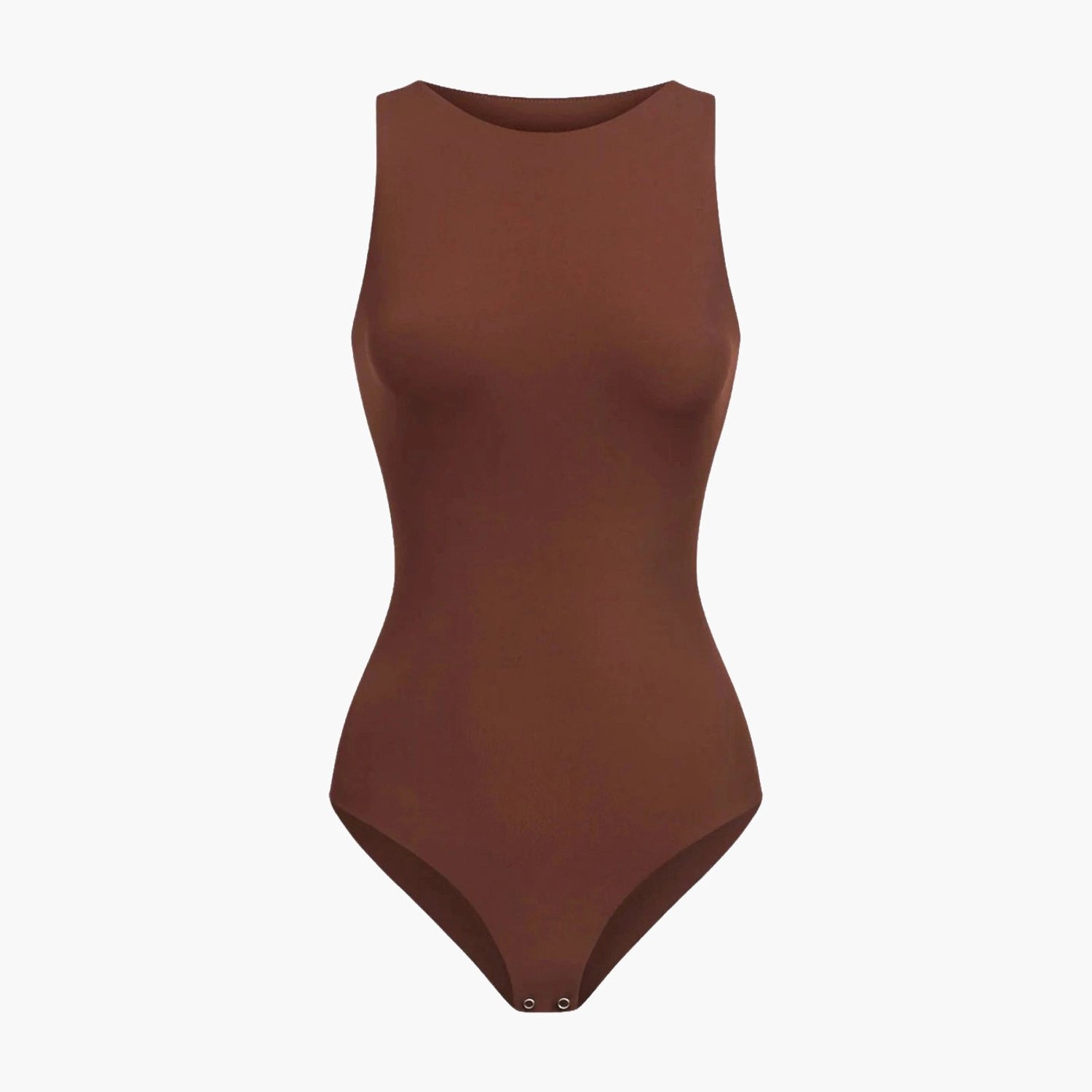 cfab Bodysuit met ronde hals en string - Bruin - 3XL - Corrigerende Body - Naadlos - corrigerend ondergoed dames