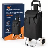 Boodschappentrolley | XXL | Boodschappenwagen | 40 Liter | Lichtgewicht | Opvouwbaar | Afneembare Boodschappentas | Waterafstotend | Zwart