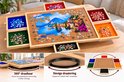 Puzzelbord op een houten tafel met gedetailleerde weergave van de stabiele 360° draaibare ring.